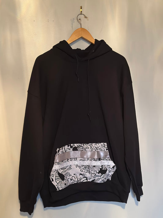 White Floral Ribbon Hoodie