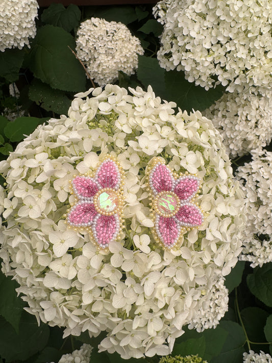 Pink Flower Earrings